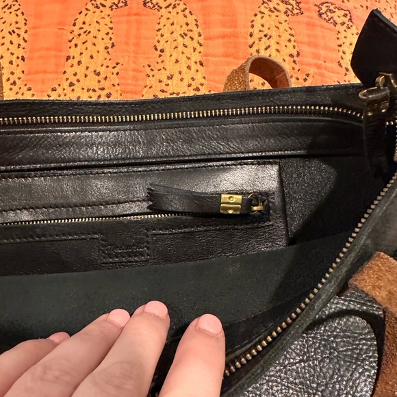 Madewell zip top medium transport tote - black and brown leather - Picture 8 of 13